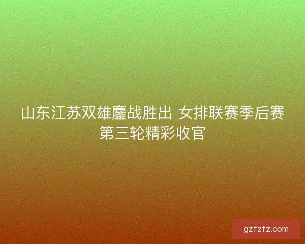 山东江苏双雄鏖战胜出 女排联赛季后赛第三轮精彩收官 山东江苏双雄鏖战胜出 女排联赛季后赛第三轮精彩收官